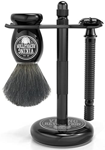 Viking Revolution Black Safety Razor Stand - Razor Holder and Shaving Brush Stand for Stability and Durability Avelisse