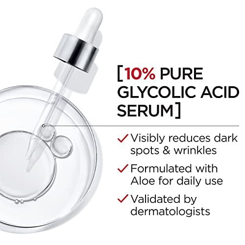 L'Oreal Paris Revitalift 10% Pure Glycolic Acid Face Serum - Visibly Evens Tone & Reduces Wrinkles, Fragrance Free, 1.0 fl oz - görsel 6