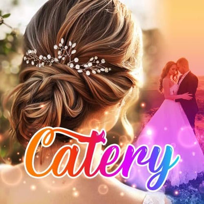 Catery Flower Bridal Hair Vine Silver Crystal Pearl Bride Wedding Headpieces Leaf Hair Accessories for Women and Girls
