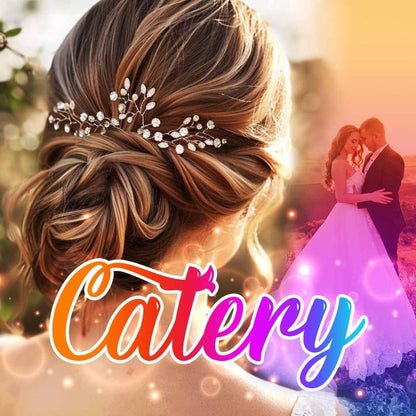 Catery Flower Bridal Hair Vine Silver Crystal Pearl Bride Wedding Headpieces Leaf Hair Accessories for Women and Girls