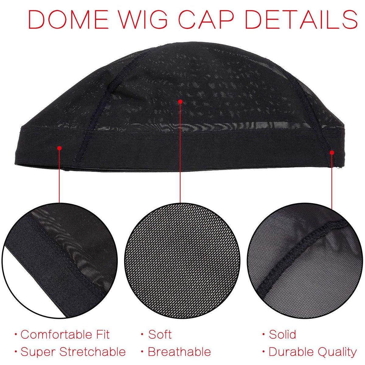 Tatuo 5 Pack Mesh Wig Caps for Women – Stretchy Dome Caps for Wig Making, Clear Black Avelisse