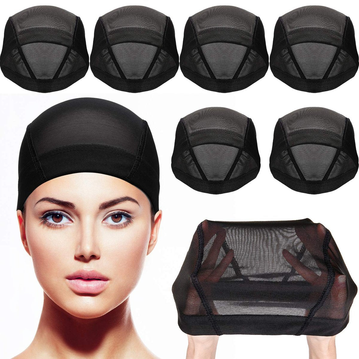Tatuo 5 Pack Mesh Wig Caps for Women – Stretchy Dome Caps for Wig Making, Clear Black Avelisse