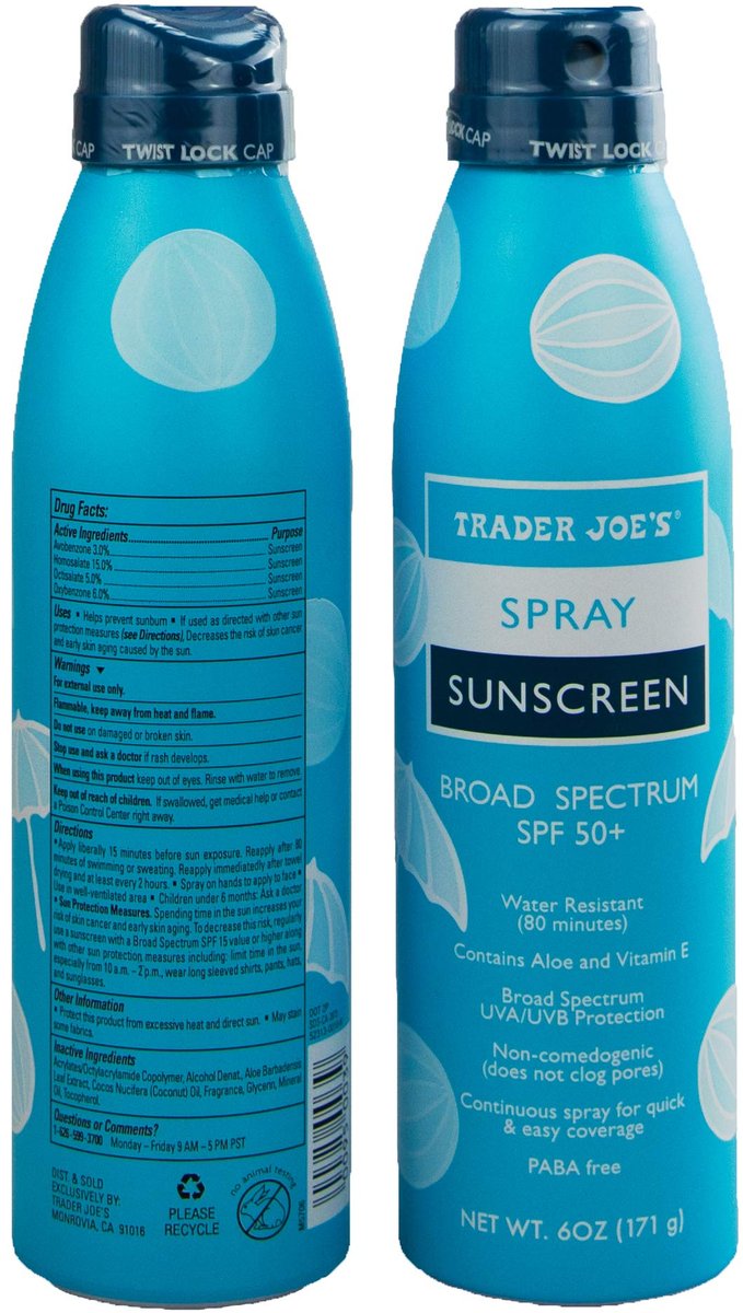 Trader Joe's Nourish Spray Sunscreen SPF 50+ Broad Spectrum (2-Pack) - 6 oz Each Avelisse