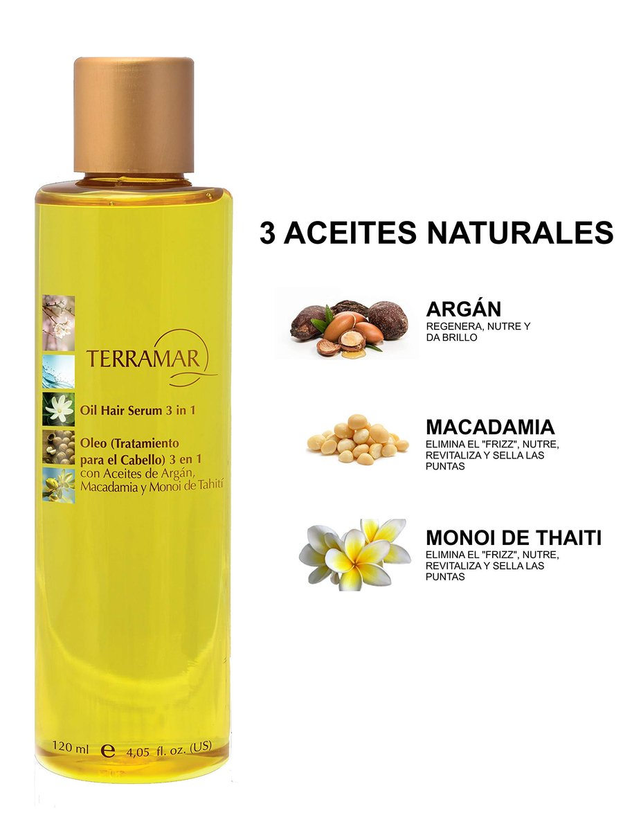 Terramar Oleo Argan Oil, Macadamia & Monoi of Tahiti Hair Treatment Oil, 4.05 oz Avelisse