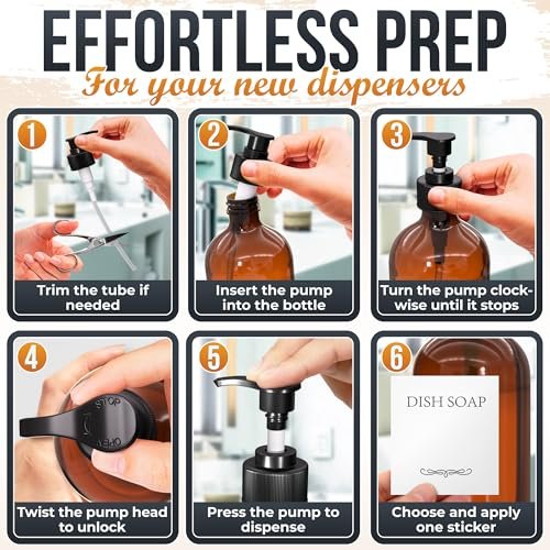 Plastic Amber Soap Dispenser with Pump Set of 3 – 16 oz Refillable Shampoo and Conditioner Bottles – Durable & Reusable for Hand Soap, Dish Soap, Lotion, Gel, Body Wash Avelisse