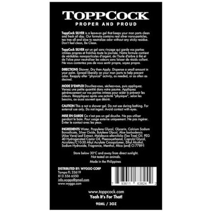 Classic ToppCock Silver Ball Deodorant Gel for Men – Leave-On Odor Control for Groin & Intimate Areas – Anti-Chafing Comfort & Long-Lasting Freshness – 3.02 oz Avelisse