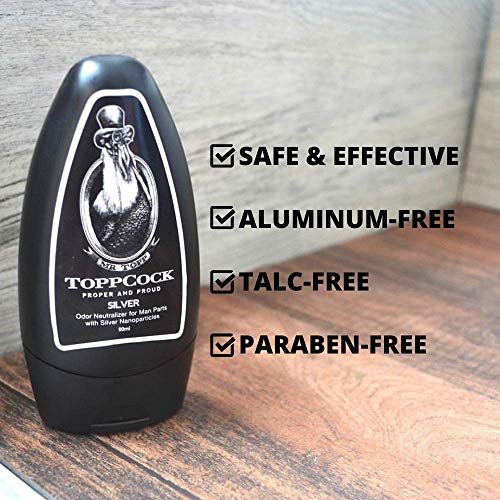 Classic ToppCock Silver Ball Deodorant Gel for Men – Leave-On Odor Control for Groin & Intimate Areas – Anti-Chafing Comfort & Long-Lasting Freshness – 3.02 oz Avelisse
