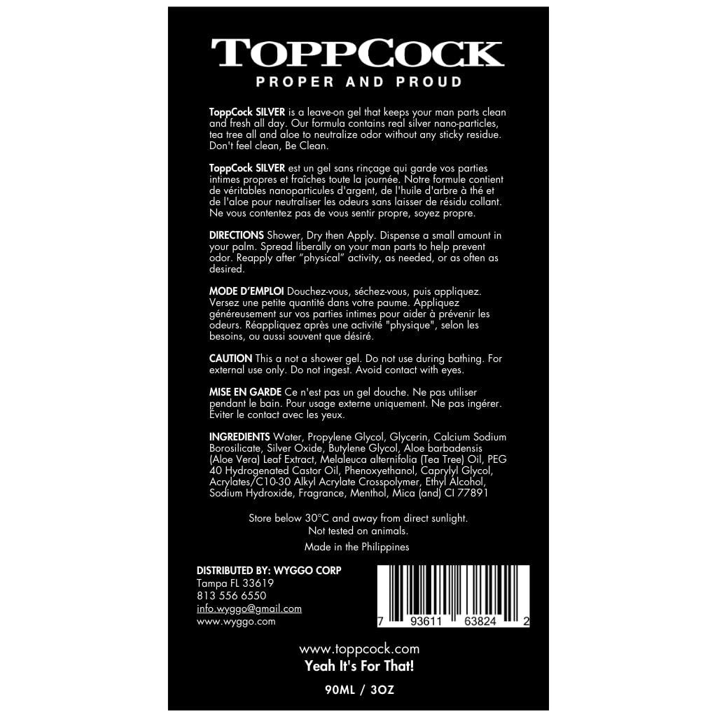 Classic ToppCock Silver Ball Deodorant Gel for Men – Leave-On Odor Control for Groin & Intimate Areas – Anti-Chafing Comfort & Long-Lasting Freshness – 3.02 oz Avelisse