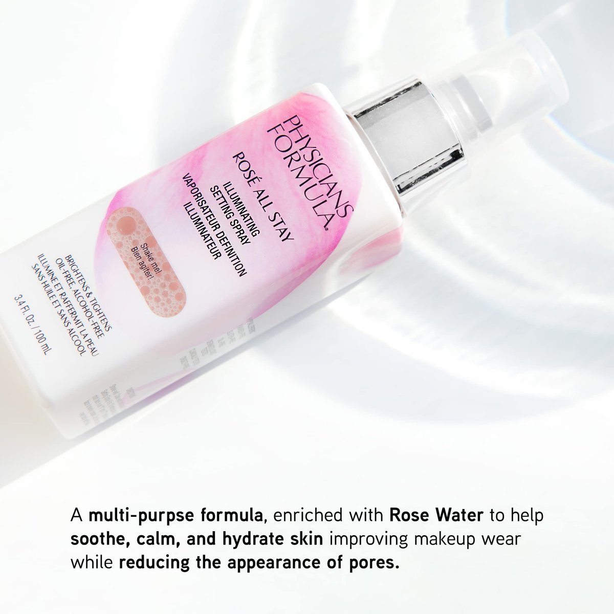 Physicians Formula Rosé All Stay Illuminating Setting Spray - Oil-Free, Alcohol-Free, Antioxidant-Rich Makeup Setting Mist, 3.4 Fl Oz Avelisse