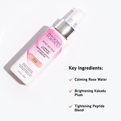Physicians Formula Rosé All Stay Illuminating Setting Spray - Oil-Free, Alcohol-Free, Antioxidant-Rich Makeup Setting Mist, 3.4 Fl Oz Avelisse