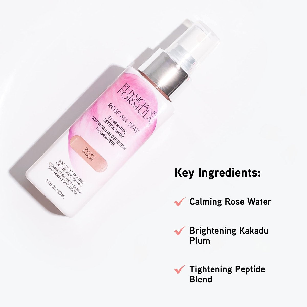 Physicians Formula Rosé All Stay Illuminating Setting Spray - Oil-Free, Alcohol-Free, Antioxidant-Rich Makeup Setting Mist, 3.4 Fl Oz Avelisse