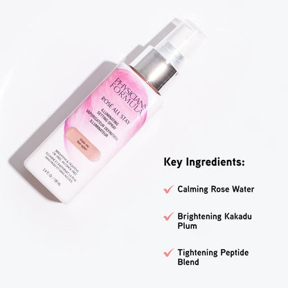 Physicians Formula Rosé All Stay Illuminating Setting Spray - Oil-Free, Alcohol-Free, Antioxidant-Rich Makeup Setting Mist, 3.4 Fl Oz Avelisse