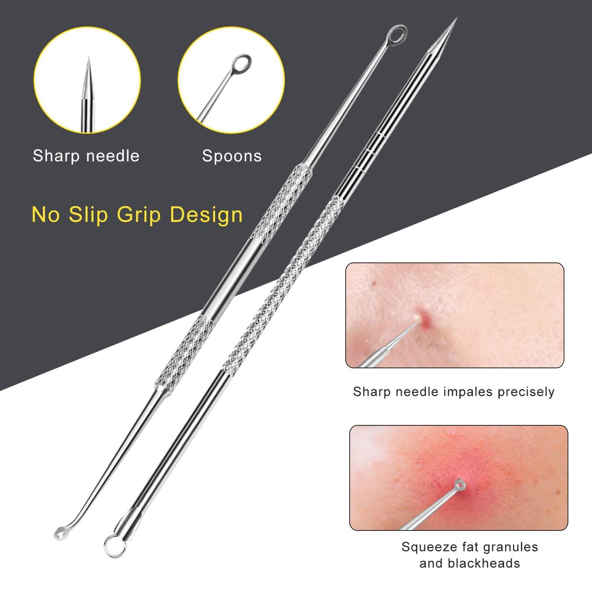 Boxoyx 10-Piece Pimple Popper Tool Kit – Stainless Steel Blackhead Remover Set with Metal Case for Facial, Nose & Forehead (Silver) Avelisse