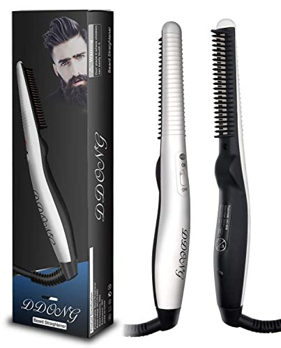 DDONG Beard Straightener Comb for Men - Electric Heated Beard Brush Styler, Portable Hot Comb for Quick Beard Straightening and Styling Avelisse