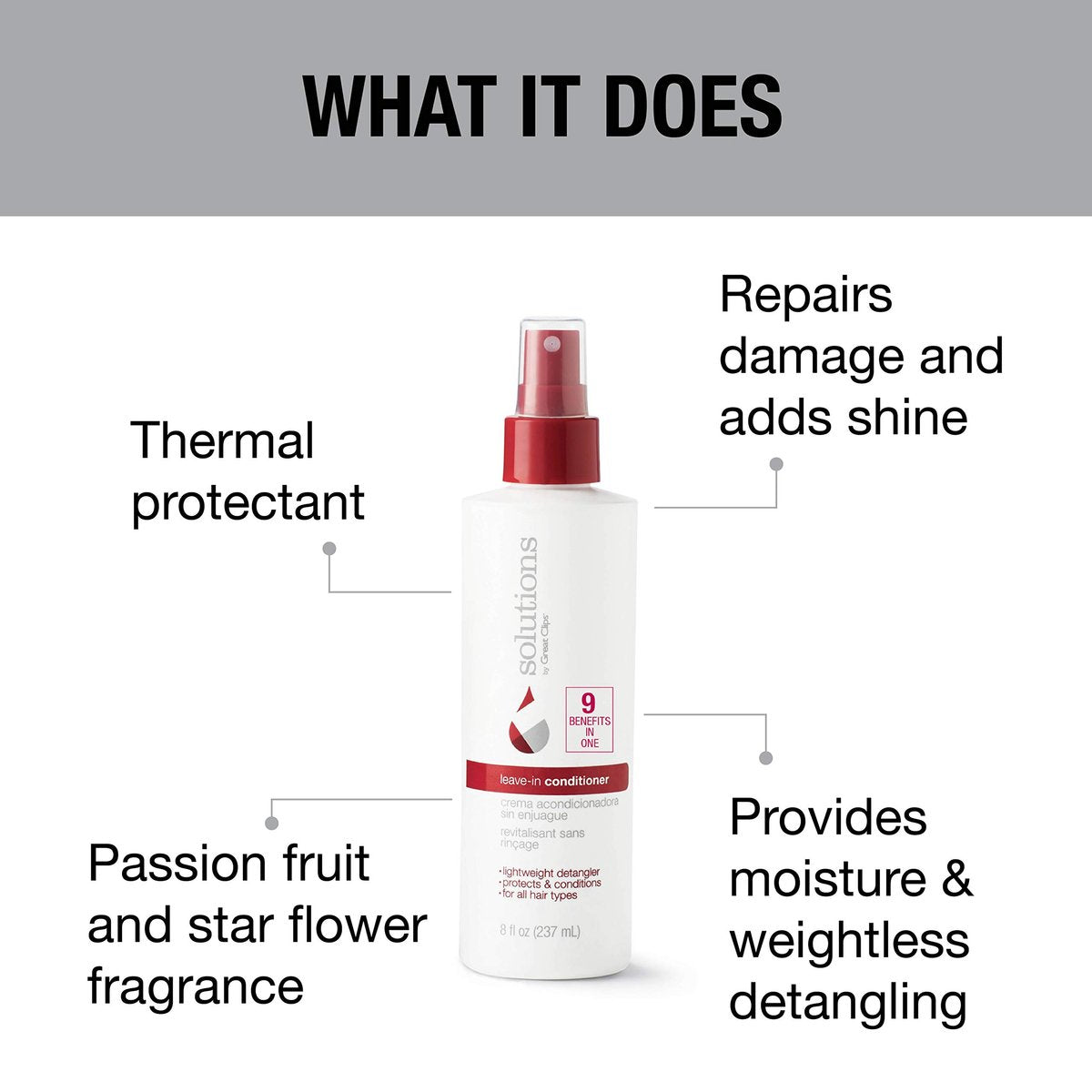 GREAT CLIPS Solutions Nourishing Leave-In Conditioner - 8oz Spray - Detangles and Hydrates Hair - görsel 5