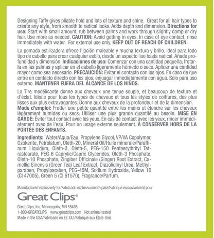 GREAT CLIPS Solutions Designing Taffy 3.4oz - Pliable Hold Styling Cream with High Shine for Wet or Dry Hair Avelisse