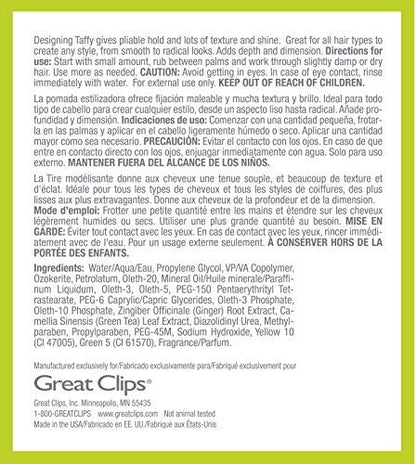 GREAT CLIPS Solutions Designing Taffy 3.4oz - Pliable Hold Styling Cream with High Shine for Wet or Dry Hair Avelisse