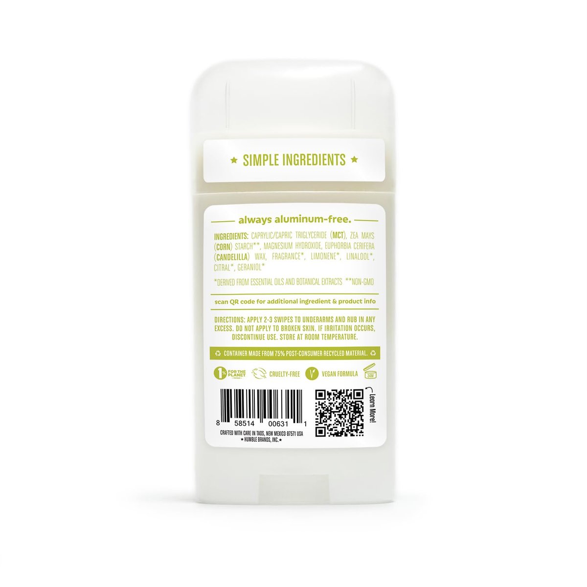 Humble Aluminum-Free Natural Deodorant for Women & Men, Bergamot & Ginger - Baking Soda-Free, Sensitive Skin Safe, Long-Lasting Odor Control, 2.5 Oz - görsel 17