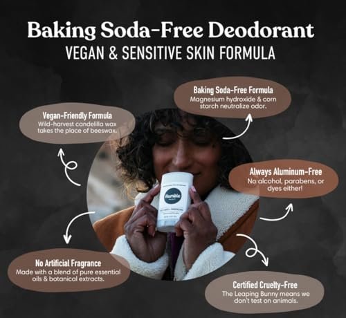 Humble Aluminum-Free Natural Deodorant for Women & Men, Bergamot & Ginger - Baking Soda-Free, Sensitive Skin Safe, Long-Lasting Odor Control, 2.5 Oz - görsel 14