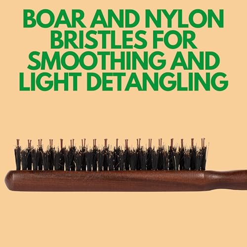 GranNaturals Boar & Nylon Bristle Styling Brush with Teasing Comb - Rat Tail Pick for Volume, Smoothing & Edge Control - görsel 16