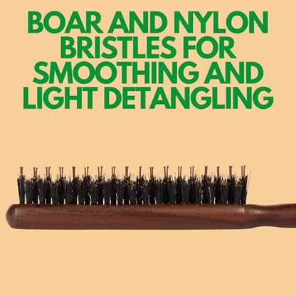 GranNaturals Boar & Nylon Bristle Styling Brush with Teasing Comb - Rat Tail Pick for Volume, Smoothing & Edge Control