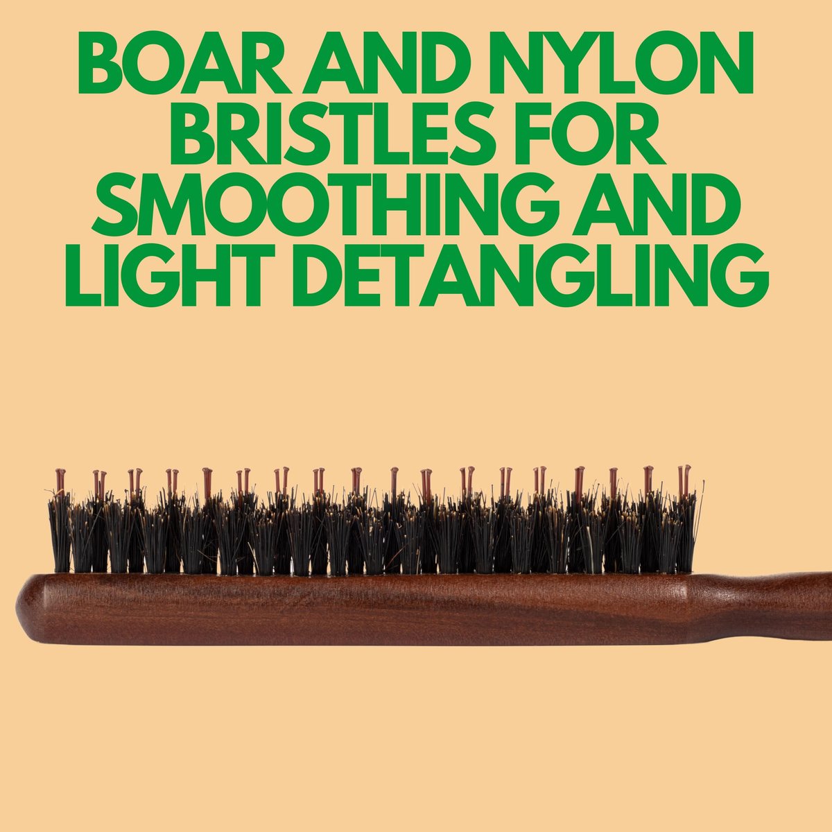 GranNaturals Boar & Nylon Bristle Styling Brush with Teasing Comb - Rat Tail Pick for Volume, Smoothing & Edge Control - görsel 15