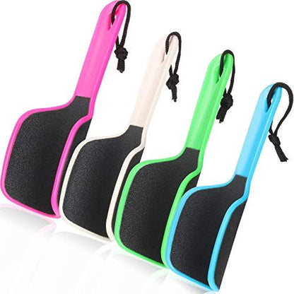 Mudder 4-Piece U-Shaped Curved Foot File - Double-Sided Callus Remover for Exfoliating & Removing Dead Skin (Blue, Green, Rose Red, 1 Pack)