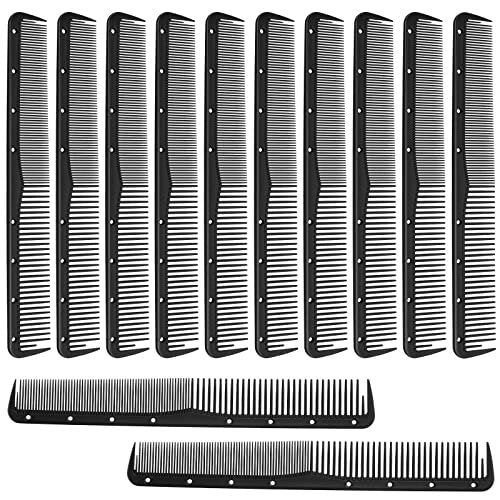 Leinuosen 12-Piece Carbon Fiber Cutting Combs for Salon Hairdressing, Heat Resistant Barber Comb (Black) - görsel 2