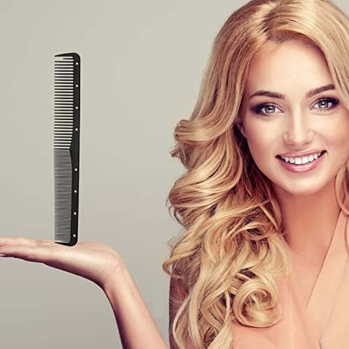 Leinuosen 12-Piece Carbon Fiber Cutting Combs for Salon Hairdressing, Heat Resistant Barber Comb (Black) - görsel 8