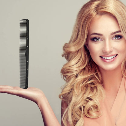 Leinuosen 12-Piece Carbon Fiber Cutting Combs for Salon Hairdressing, Heat Resistant Barber Comb (Black)
