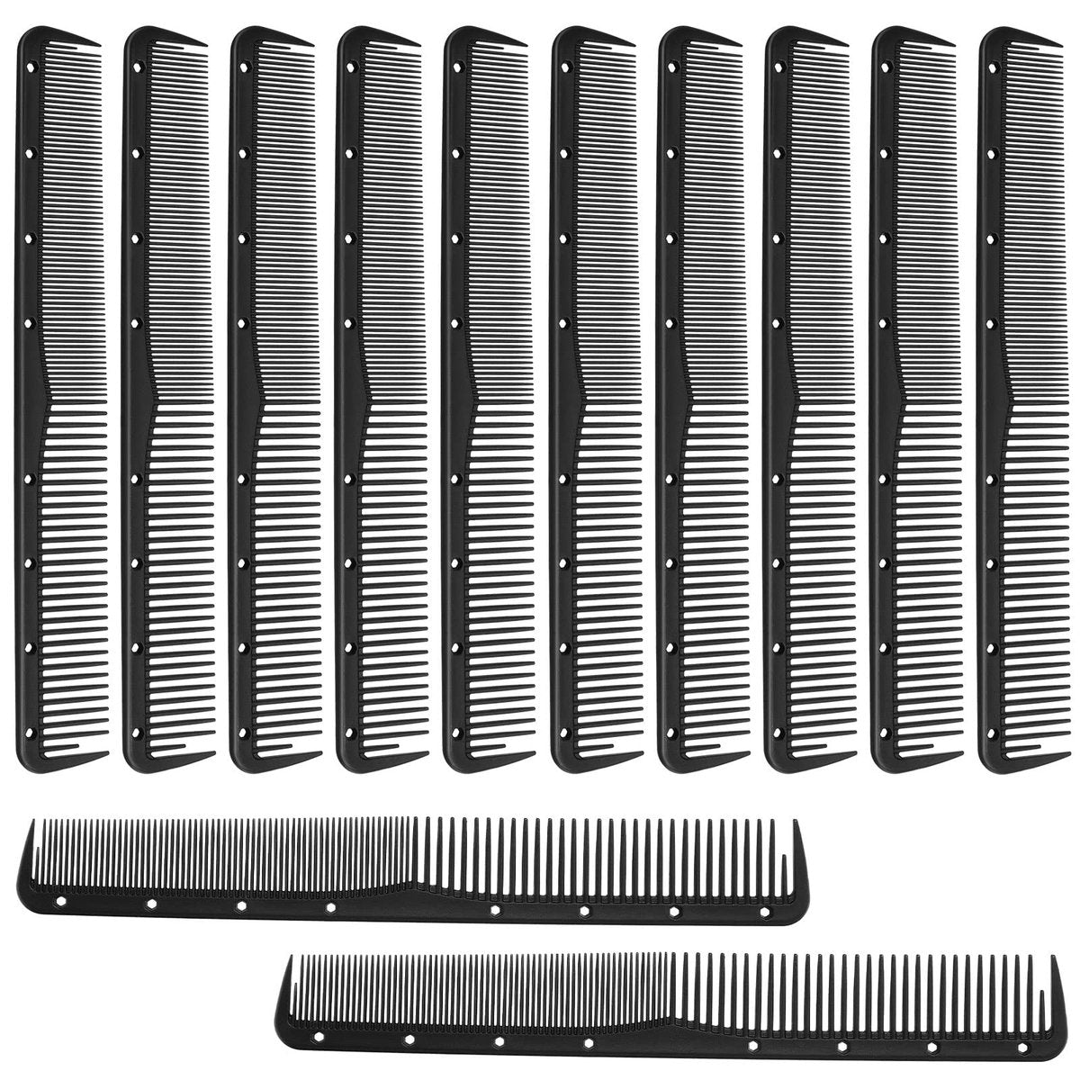 Leinuosen 12-Piece Carbon Fiber Cutting Combs for Salon Hairdressing, Heat Resistant Barber Comb (Black) - görsel 1