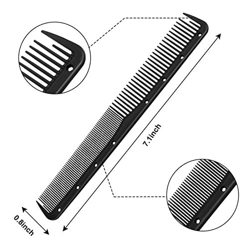 Leinuosen 12-Piece Carbon Fiber Cutting Combs for Salon Hairdressing, Heat Resistant Barber Comb (Black) - görsel 4