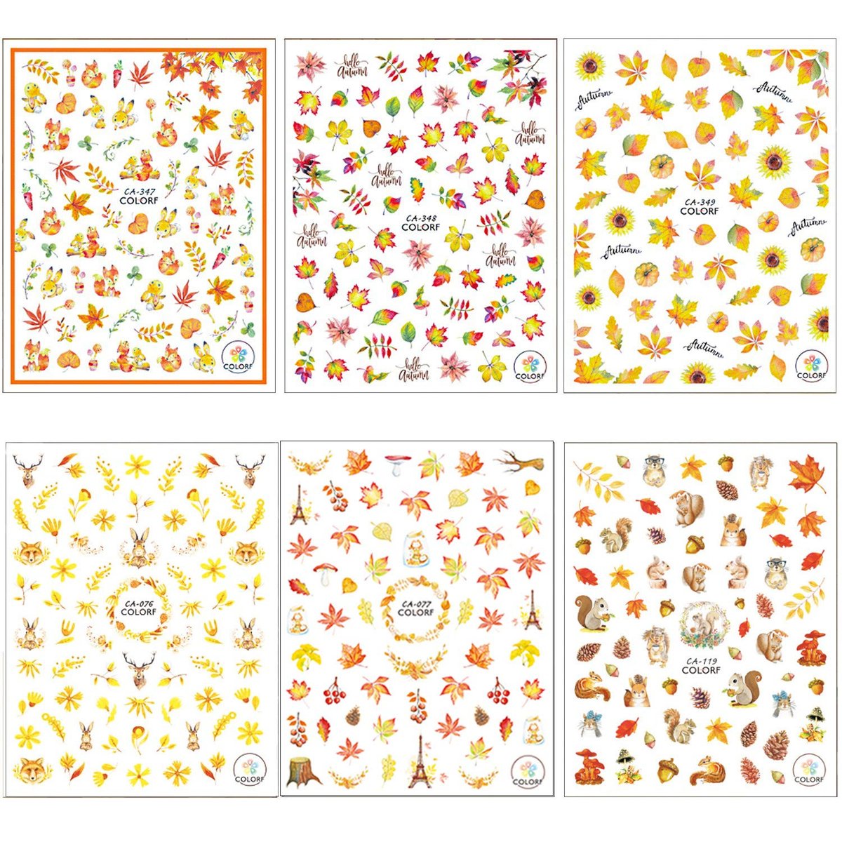 Adurself 1000+ Patterns Autumn Nail Art Decals - Fall 3D Nail Stickers Harvest Pumpkin Maple Leaves Sunflower Squirrel for Women Girls Kids DIY Nail Design Manicure Thanksgiving Day - görsel 4