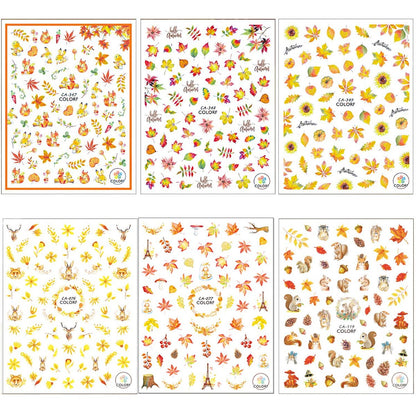 Adurself 1000+ Patterns Autumn Nail Art Decals - Fall 3D Nail Stickers Harvest Pumpkin Maple Leaves Sunflower Squirrel for Women Girls Kids DIY Nail Design Manicure Thanksgiving Day