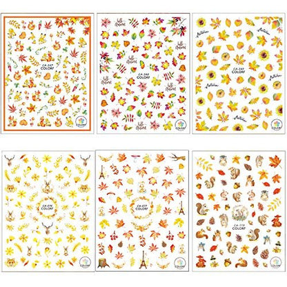 Adurself 1000+ Patterns Autumn Nail Art Decals - Fall 3D Nail Stickers Harvest Pumpkin Maple Leaves Sunflower Squirrel for Women Girls Kids DIY Nail Design Manicure Thanksgiving Day