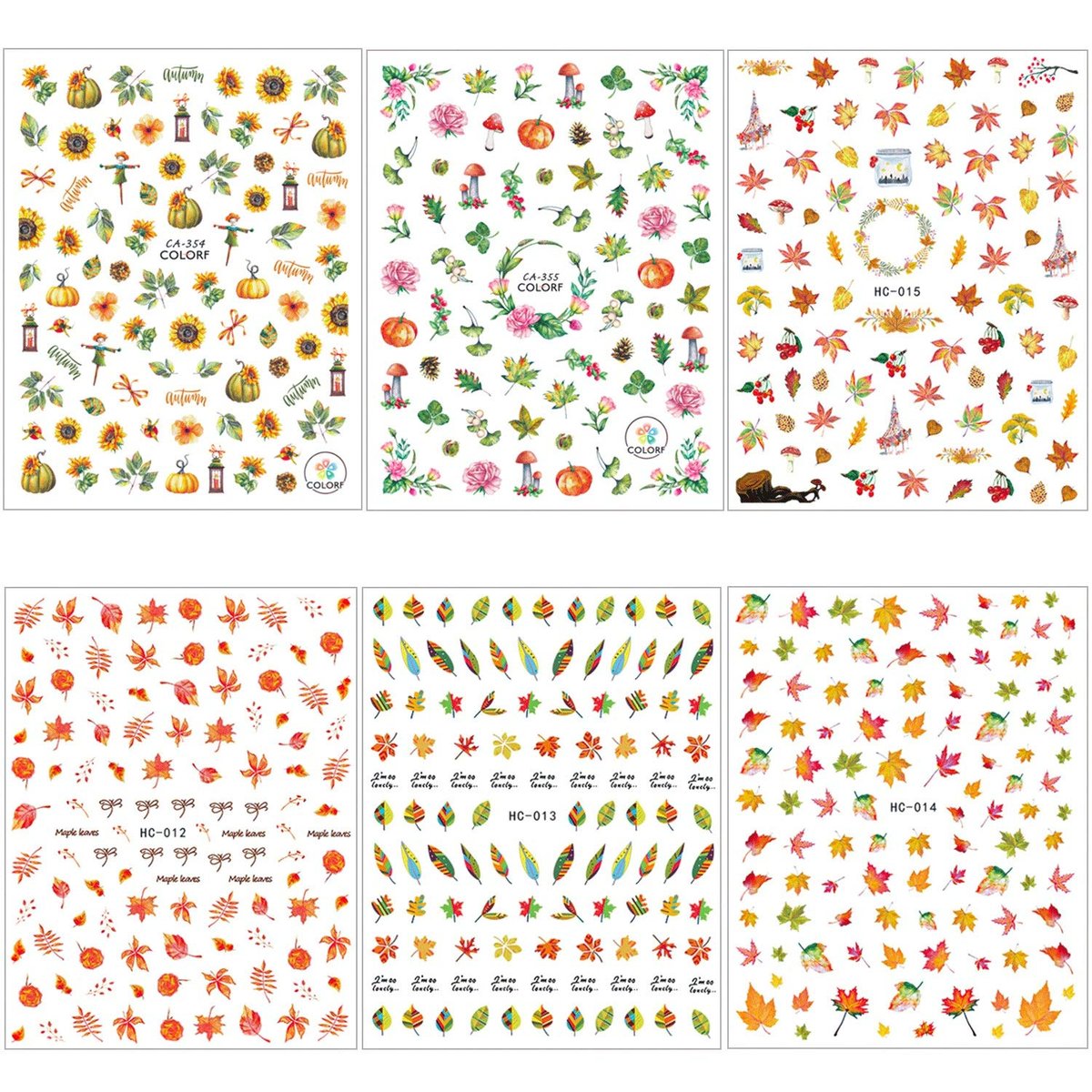 Adurself 1000+ Patterns Autumn Nail Art Decals - Fall 3D Nail Stickers Harvest Pumpkin Maple Leaves Sunflower Squirrel for Women Girls Kids DIY Nail Design Manicure Thanksgiving Day - görsel 6