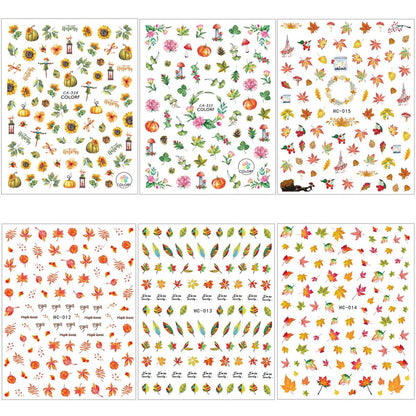 Adurself 1000+ Patterns Autumn Nail Art Decals - Fall 3D Nail Stickers Harvest Pumpkin Maple Leaves Sunflower Squirrel for Women Girls Kids DIY Nail Design Manicure Thanksgiving Day