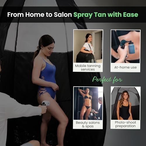 KobbTan Large Deluxe Spray Tan Tent – Portable Pop Up Tanning Booth with Carry Case & Clear Window for Home & Salon Use Avelisse