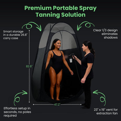 KobbTan Large Deluxe Spray Tan Tent – Portable Pop Up Tanning Booth with Carry Case & Clear Window for Home & Salon Use Avelisse