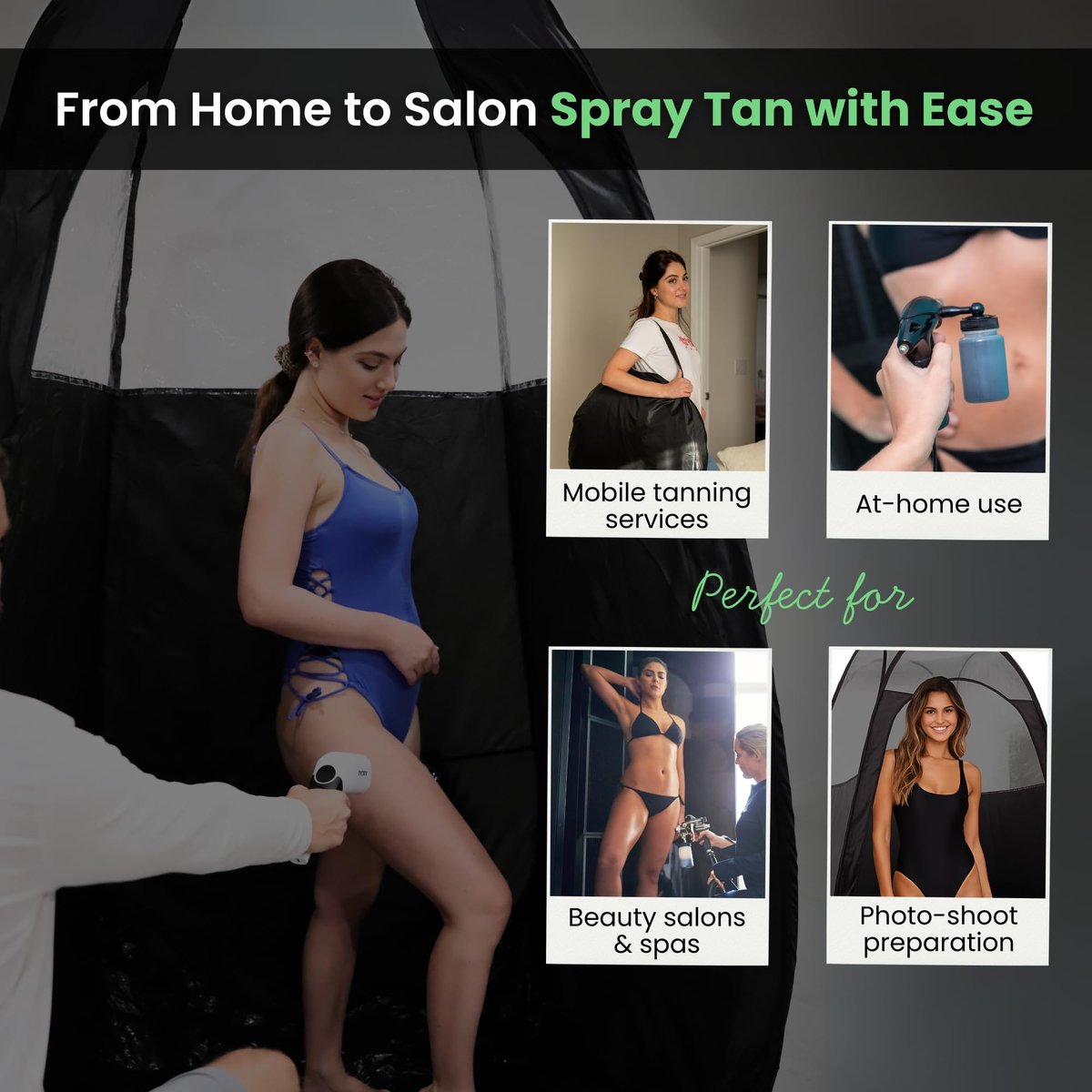 KobbTan Large Deluxe Spray Tan Tent – Portable Pop Up Tanning Booth with Carry Case & Clear Window for Home & Salon Use Avelisse