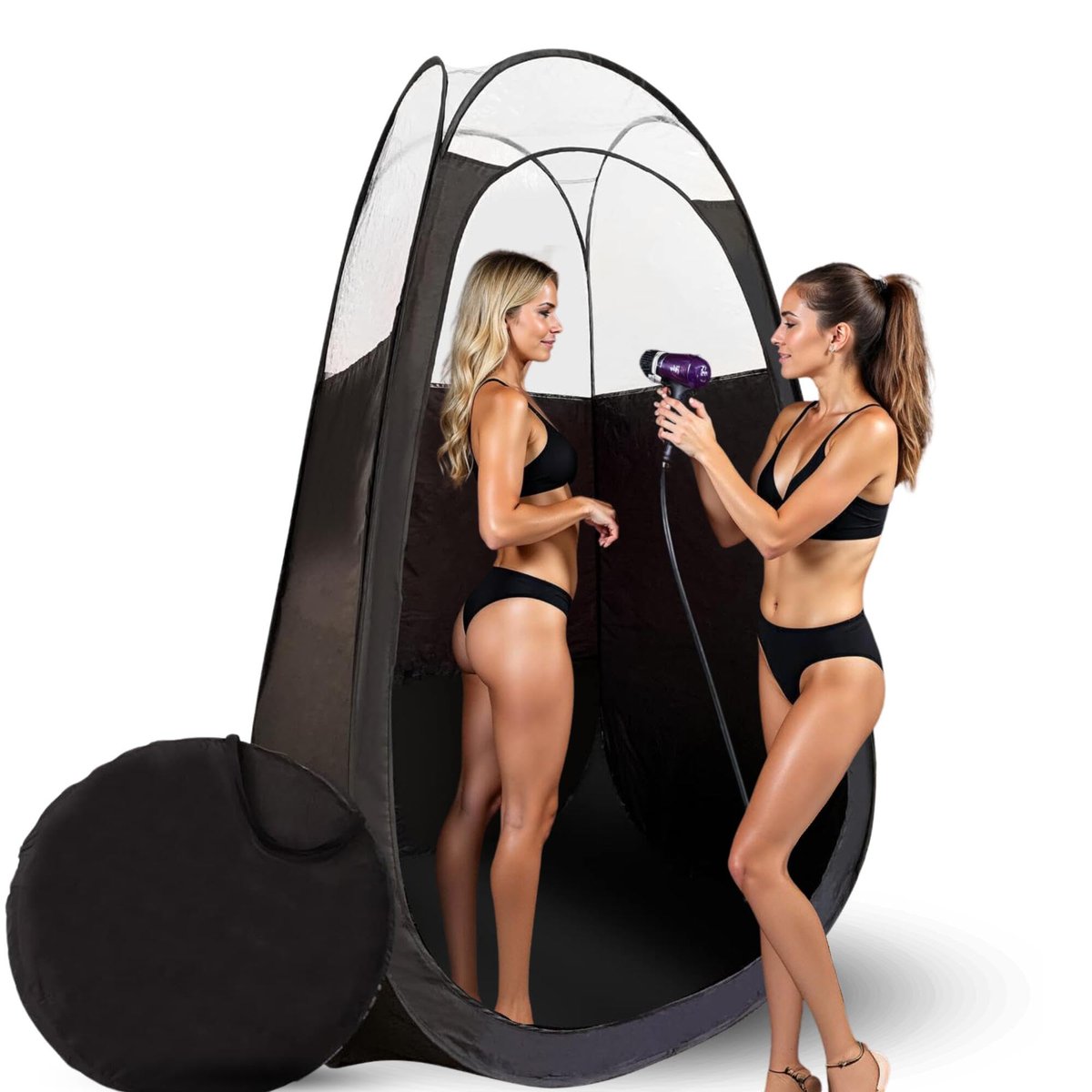 KobbTan Large Deluxe Spray Tan Tent – Portable Pop Up Tanning Booth with Carry Case & Clear Window for Home & Salon Use Avelisse