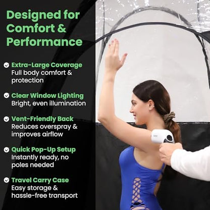 KobbTan Large Deluxe Spray Tan Tent – Portable Pop Up Tanning Booth with Carry Case & Clear Window for Home & Salon Use Avelisse