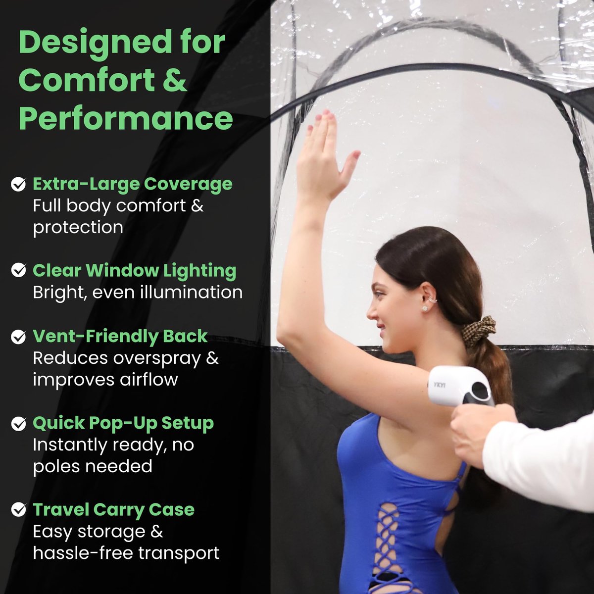 KobbTan Large Deluxe Spray Tan Tent – Portable Pop Up Tanning Booth with Carry Case & Clear Window for Home & Salon Use Avelisse