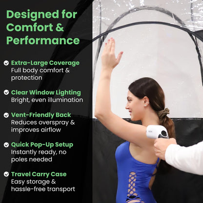 KobbTan Large Deluxe Spray Tan Tent – Portable Pop Up Tanning Booth with Carry Case & Clear Window for Home & Salon Use Avelisse
