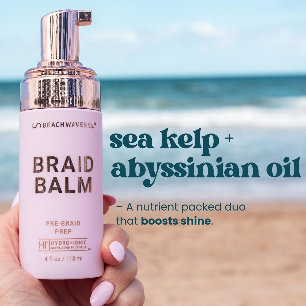 The Beachwaver Co. Braid Balm Pre-Braid Prep - Frizz-Taming Primer Foam with HiX Vegan Bond Multipliers, 4 Fl Oz Avelisse