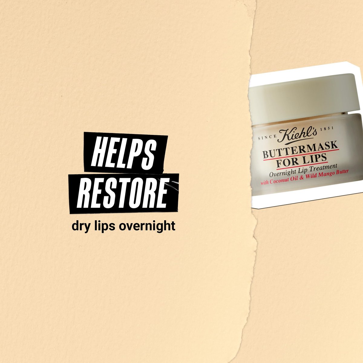 Kiehl's Buttermask For Lips - Hydrating Overnight Lip Mask with Coconut Oil & Wild Mango Butter, 0.35 oz Avelisse