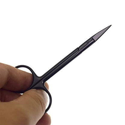 Motanar Cuticle Nail Scissors – Precision Stainless Steel Manicure Scissors, Extra Pointed Straight Curved Fingernail Scissor (Black Straight Point)