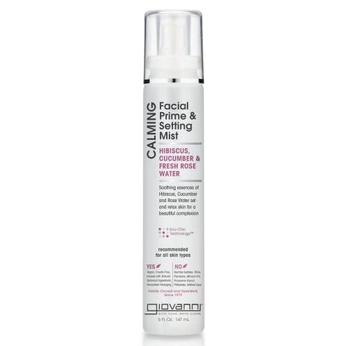 GIOVANNI Calming Facial Prime Setting Mist - Hibiscus, Cucumber & Fresh Rose Water, Set & Relax Skin for a Beautiful Complexion, On the Go Hydration, 5 Fl Oz Avelisse
