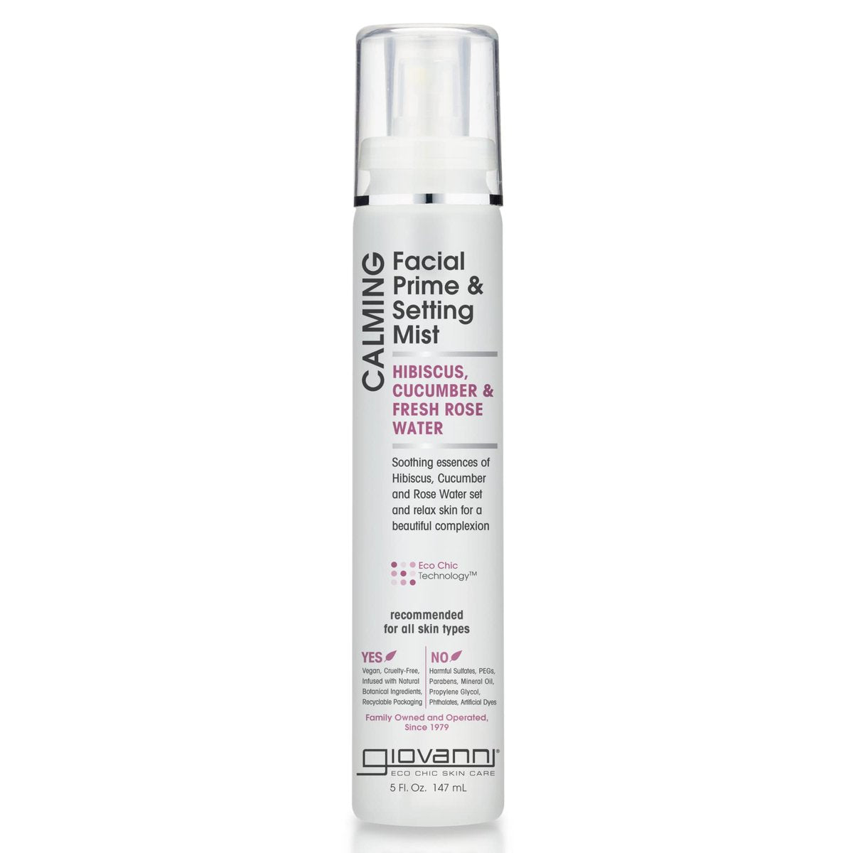 GIOVANNI Calming Facial Prime Setting Mist - Hibiscus, Cucumber & Fresh Rose Water, Set & Relax Skin for a Beautiful Complexion, On the Go Hydration, 5 Fl Oz Avelisse