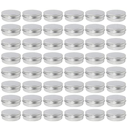 Moretoes 48 Pack 2 Oz Aluminum Metal Round Tins with Screw Lid - Perfect for Salves, Spices, Candies Avelisse